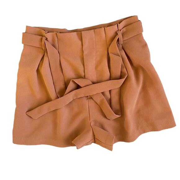 FOREVER 21 Rust Orange Paperbag Shorts Size XS Modern Contemporary Summer - Picture 1 of 5
